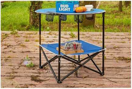 Beli Round Ultralight Oxford Camping Table Chair Set Meja Lipat Perjalanan Dengan Tempat Cangkir pembuatan online