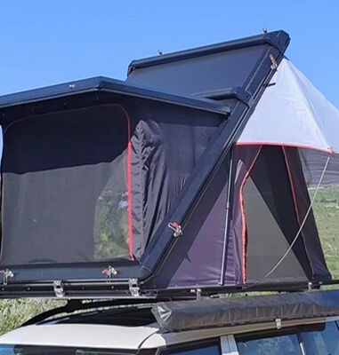 comprar Novo acampamento de alumínio para 3 pessoas para caminhadas ao ar livre Tenda de telhado de telhado de carro Triângulo Clamshell Concha dura Tenda de telhado Fabricação em linha