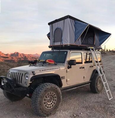 Buy jeep Roof Tent Camping Aluminum 3Person Outdoor Rooftop Roof Top Car Tent Triangle Hard Shell Heavy Duty Roof Top Tent online manufacture