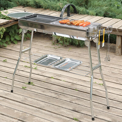 kopen 120 X 60CM het Draagbare Openlucht het Vouwen het Op een hoger niveau weergeven van de de Lijstbarbecue van de Strandpicknick Houten Vouwen online vervaardiging
